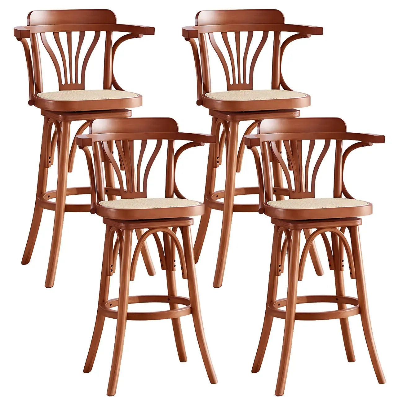 Tabouret de bar bas en rotin carré intemporel, marron/noir