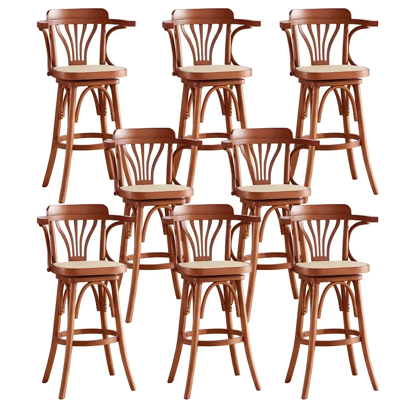 Tabouret de bar bas en rotin carré intemporel, marron/noir