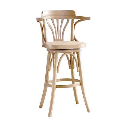 Tabouret de bar bas en rotin carré intemporel, marron/noir