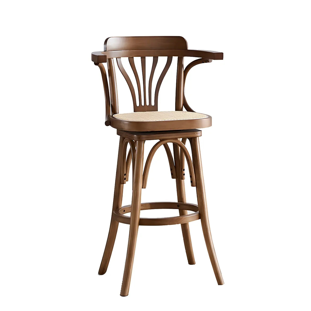 Tabouret de bar bas en rotin carré intemporel, marron/noir