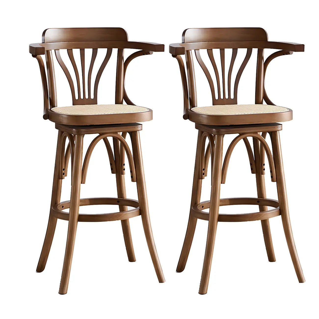 Tabouret de bar bas en rotin carré intemporel, marron/noir