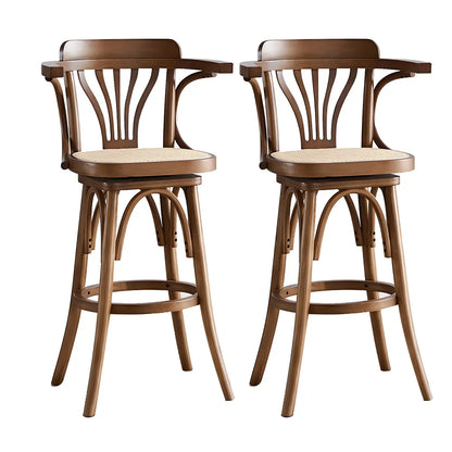 Tabouret de bar bas en rotin carré intemporel, marron/noir