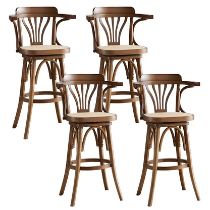 Tabouret de bar bas en rotin carré intemporel, marron/noir