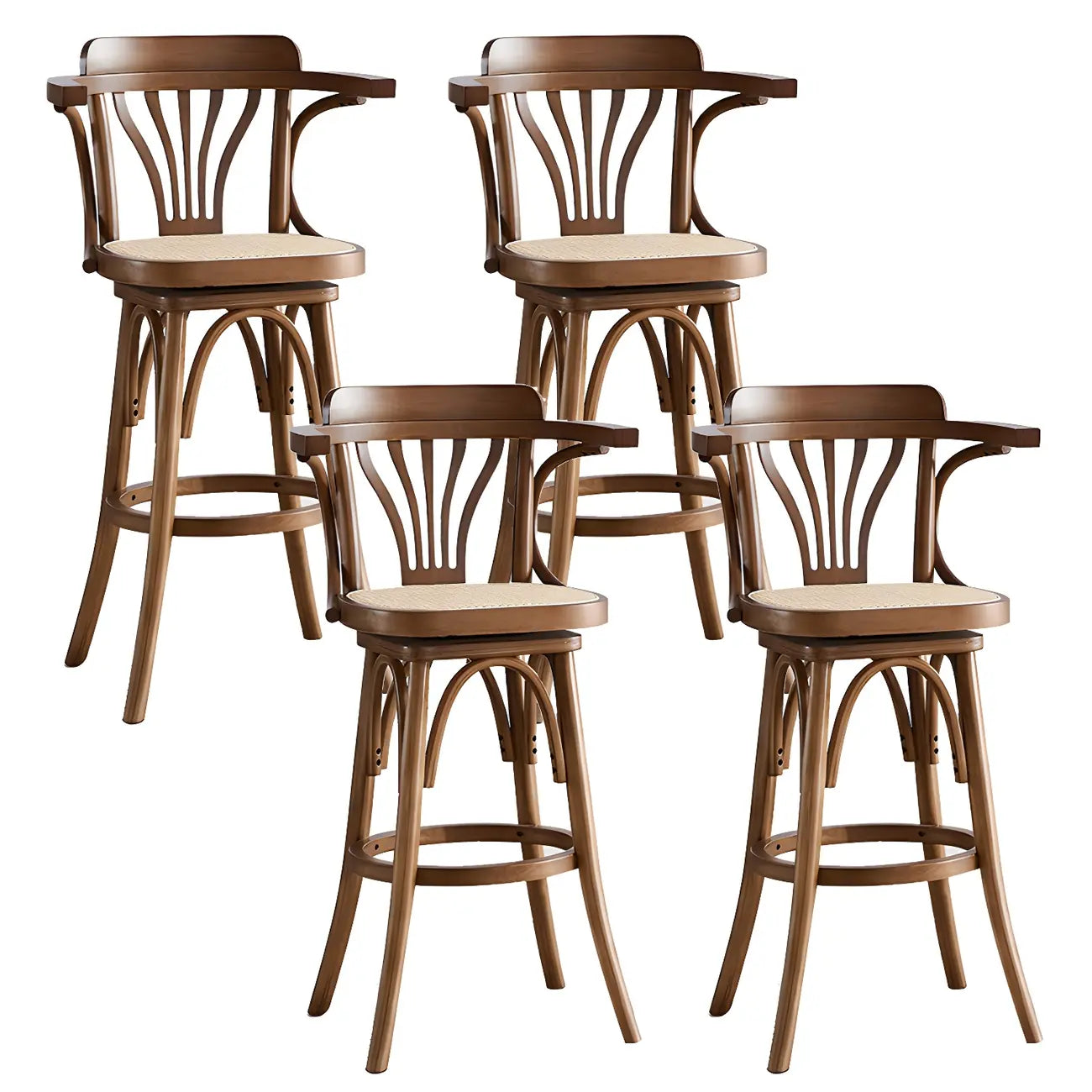 Tabouret de bar bas en rotin carré intemporel, marron/noir