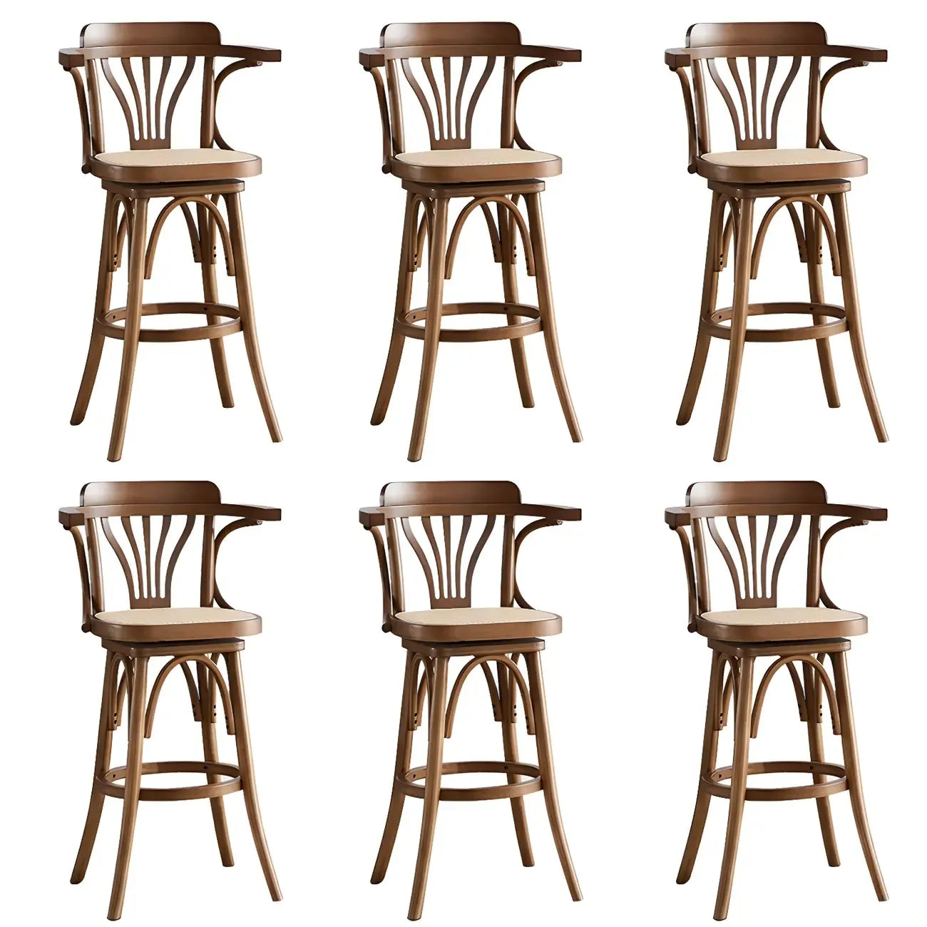 Tabouret de bar bas en rotin carré intemporel, marron/noir