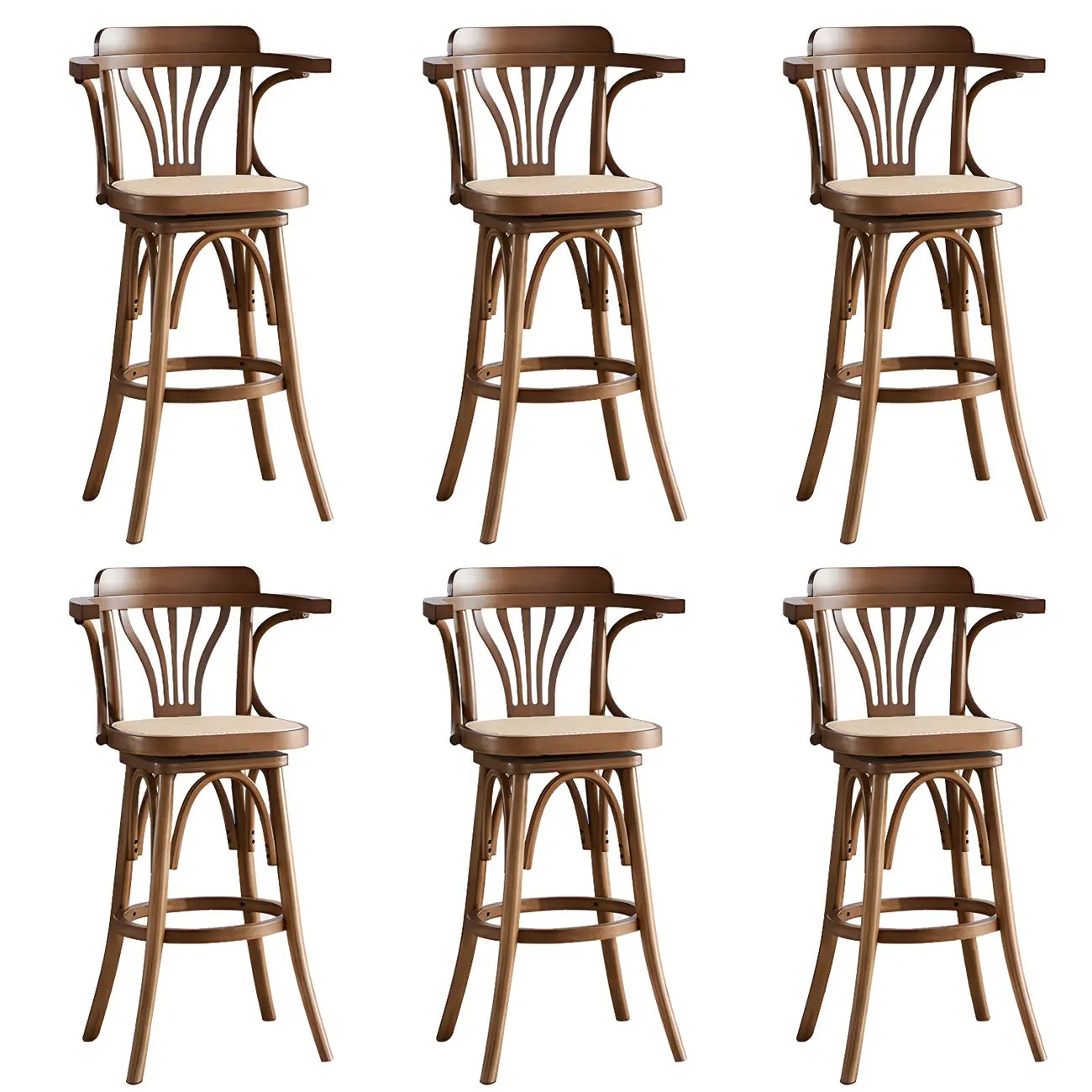 Tabouret de bar bas en rotin carré intemporel, marron/noir