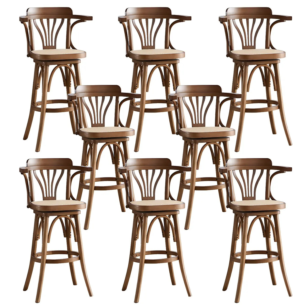 Tabouret de bar bas en rotin carré intemporel, marron/noir