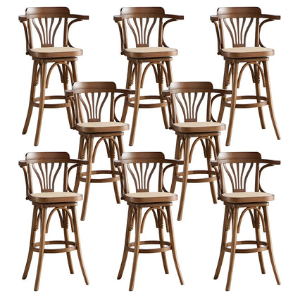 Tabouret de bar bas en rotin carré intemporel, marron/noir