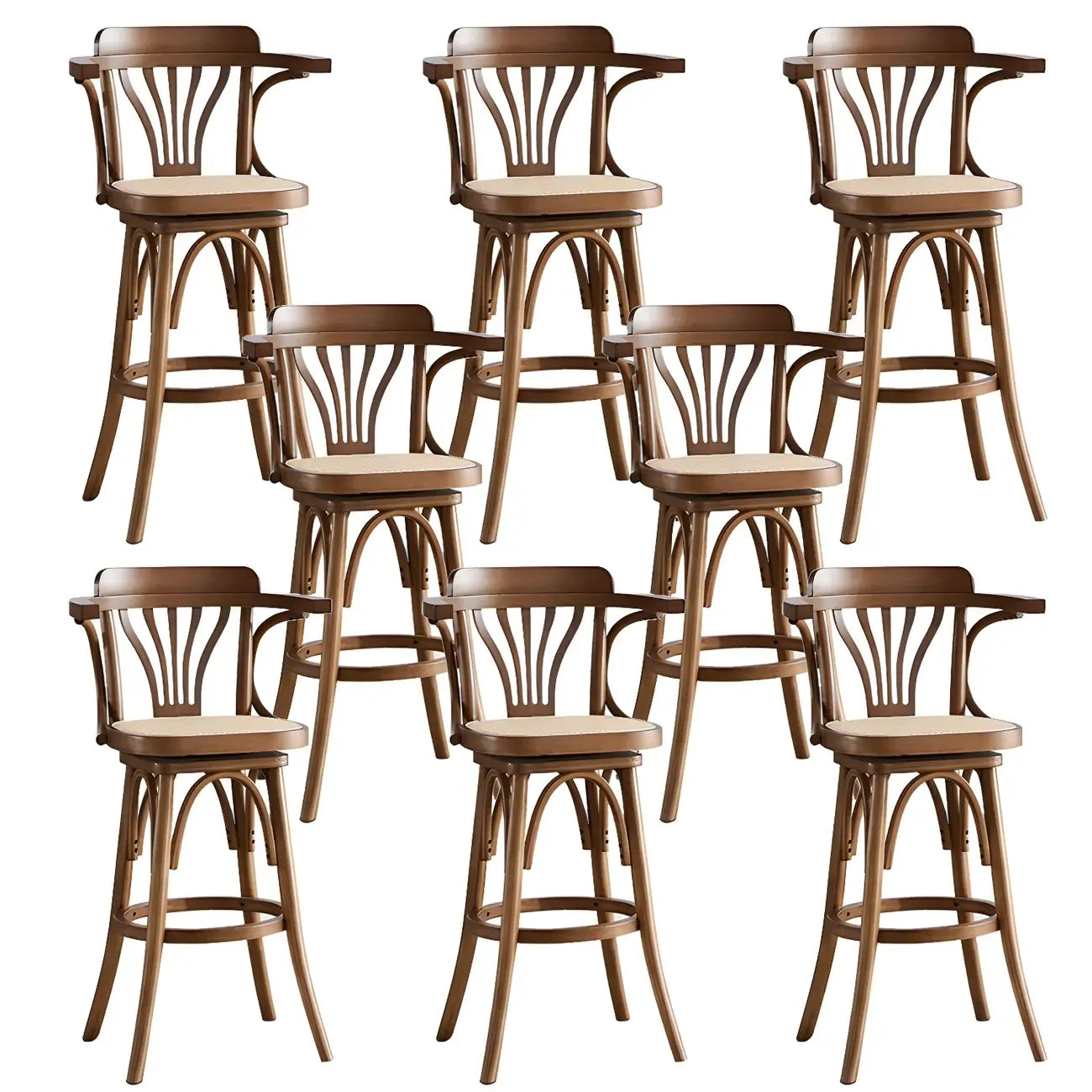 Tabouret de bar bas en rotin carré intemporel, marron/noir