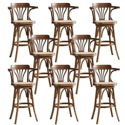 Tabouret de bar bas en rotin carré intemporel, marron/noir
