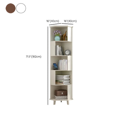 Bibliothèque d'angle simple à 5 niveaux en bois blanc/noyer