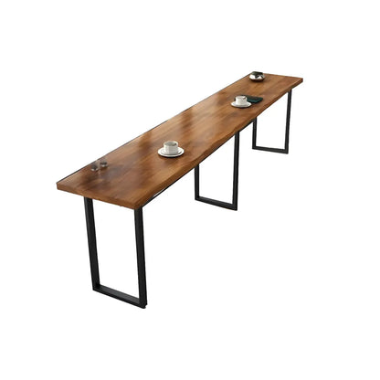 Table de bar rectangulaire en pin avec piètement en métal marron