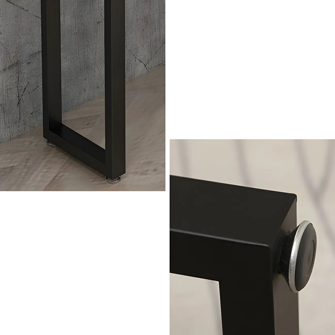 Table de bar rectangulaire en pin avec piètement en métal marron