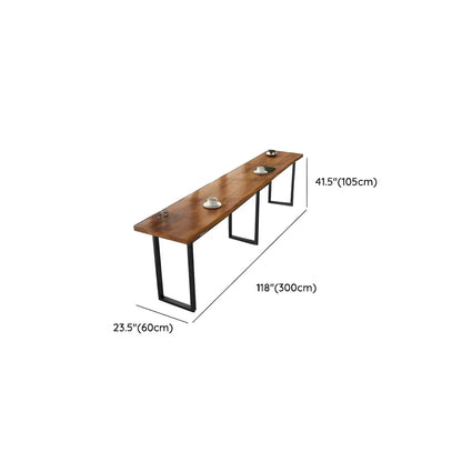 Table de bar rectangulaire en pin avec piètement en métal marron