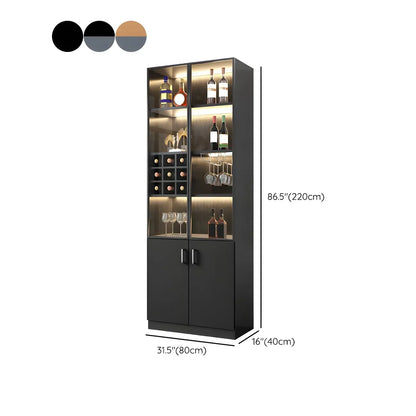 Vitrine de rangement en bois noir-gris avec éclairage