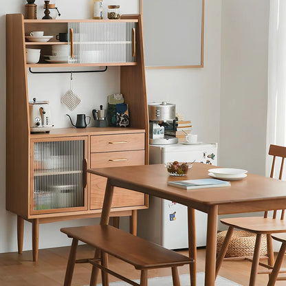 vaisselier de salle à manger avec portes vitrées en bois brun