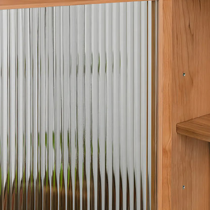 vaisselier de salle à manger avec portes vitrées en bois brun