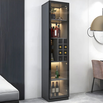 Vitrine en bois noir avec portes vitrées et éclairage intégré