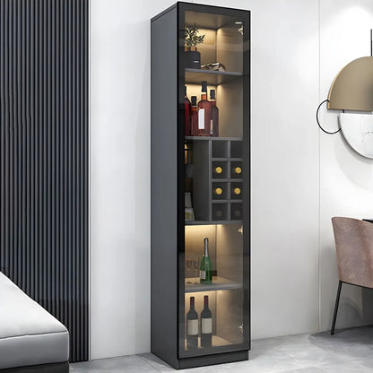 Vitrine en bois noir avec portes vitrées et éclairage intégré