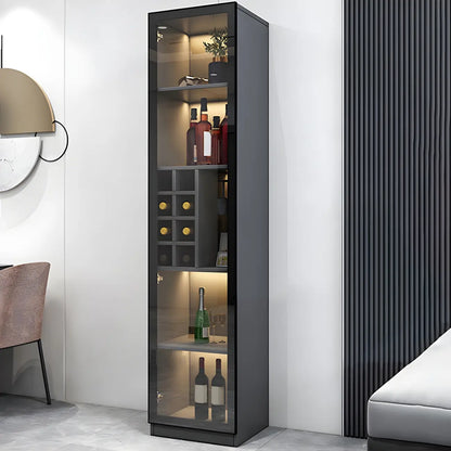 Vitrine en bois noir avec portes vitrées et éclairage intégré