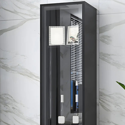 Vitrine en bois noir avec portes vitrées et éclairage intégré