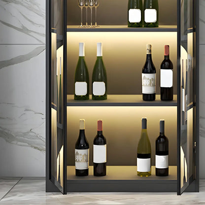 Vitrine en bois noir avec portes vitrées et éclairage intégré