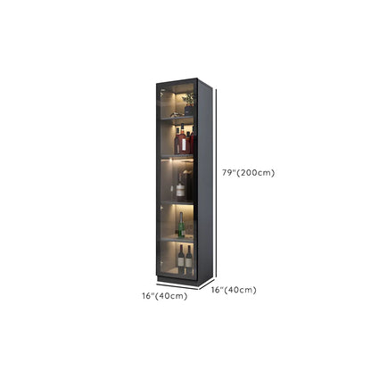 Vitrine en bois noir avec portes vitrées et éclairage intégré