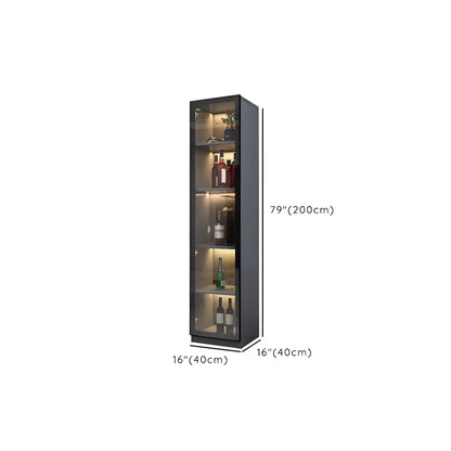 Vitrine en bois noir avec portes vitrées et éclairage intégré