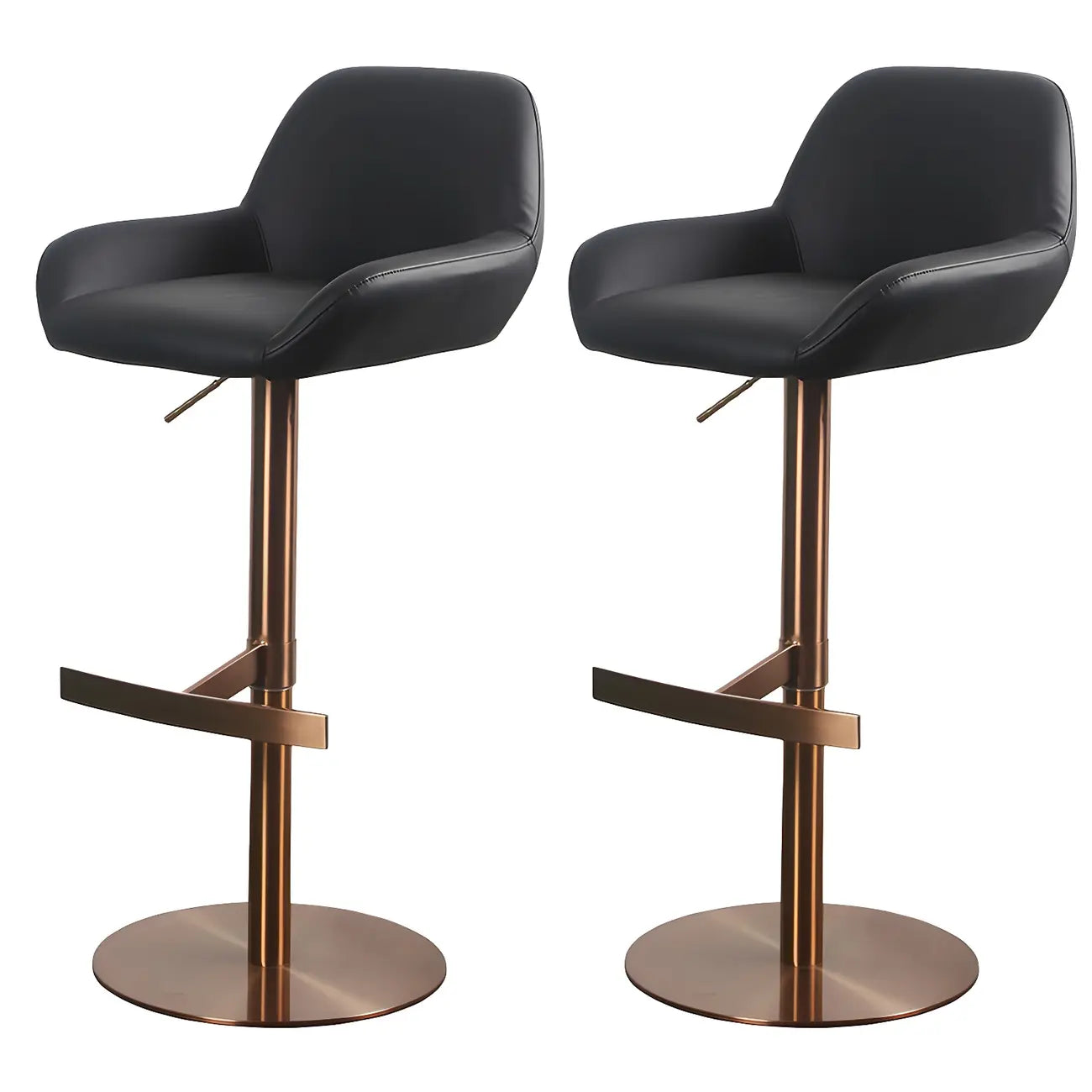 Tabourets de bar pivotants et réglables en métal brillant