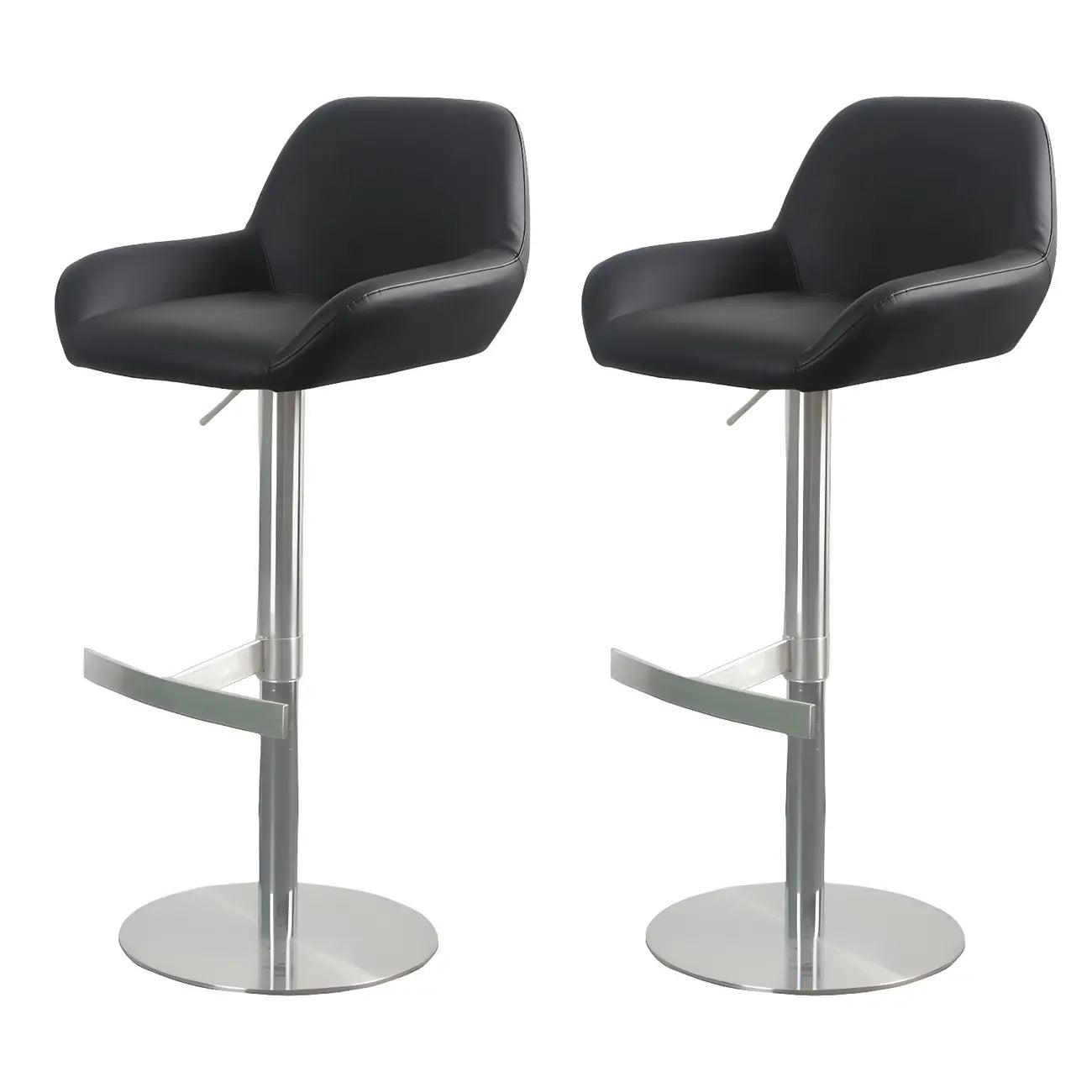 Tabourets de bar pivotants et réglables en métal brillant