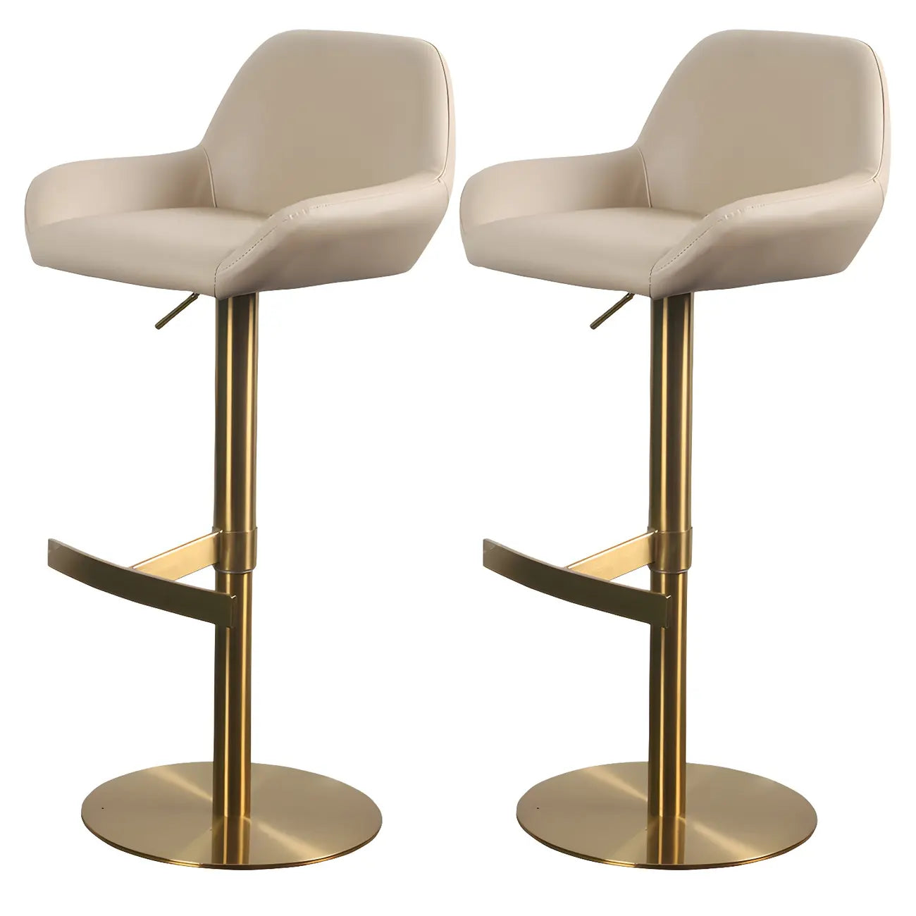 Tabourets de bar pivotants et réglables en métal brillant