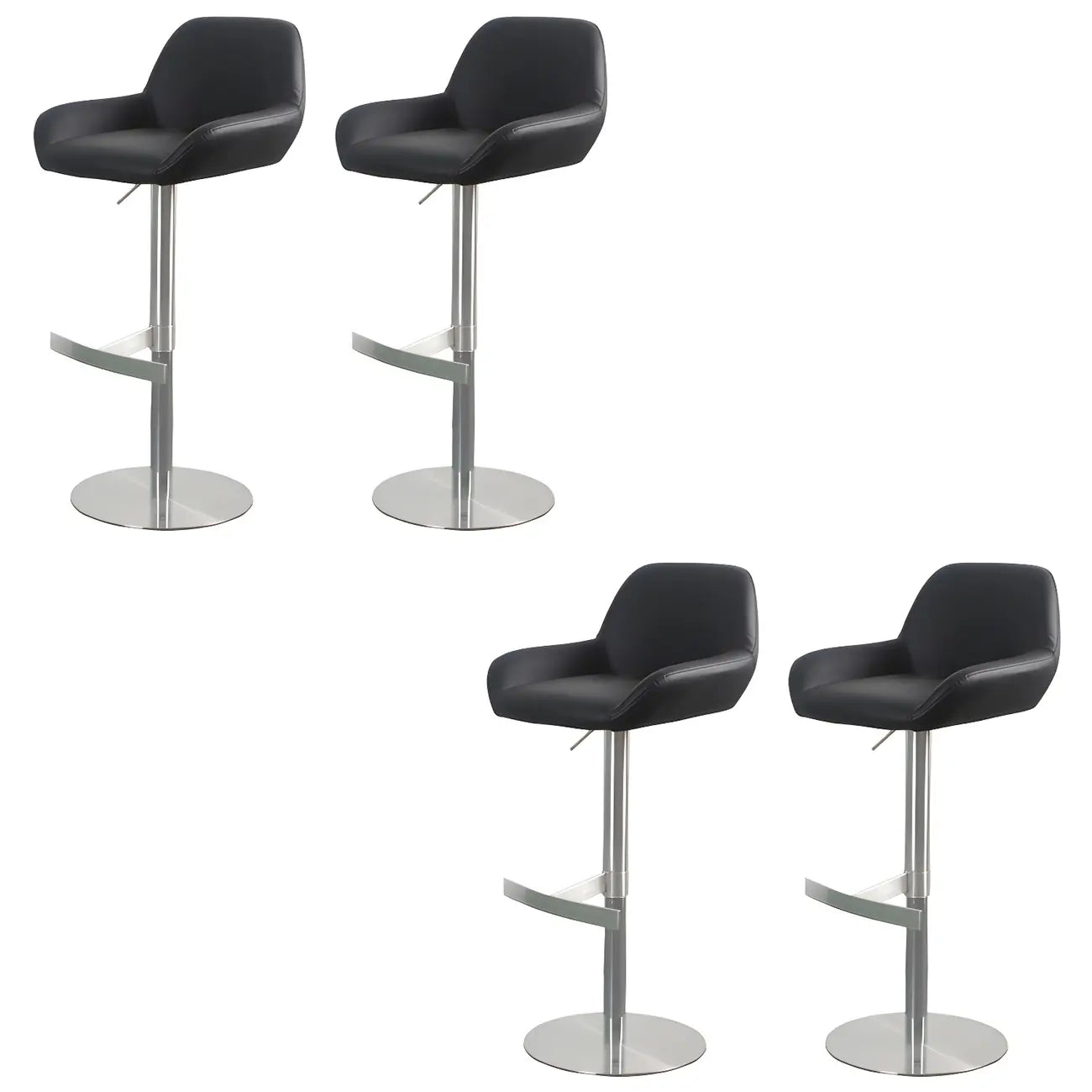 Tabourets de bar pivotants et réglables en métal brillant