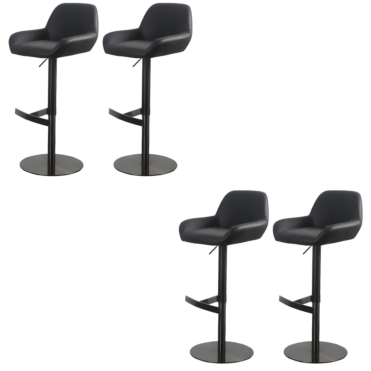 Tabourets de bar pivotants et réglables en métal brillant