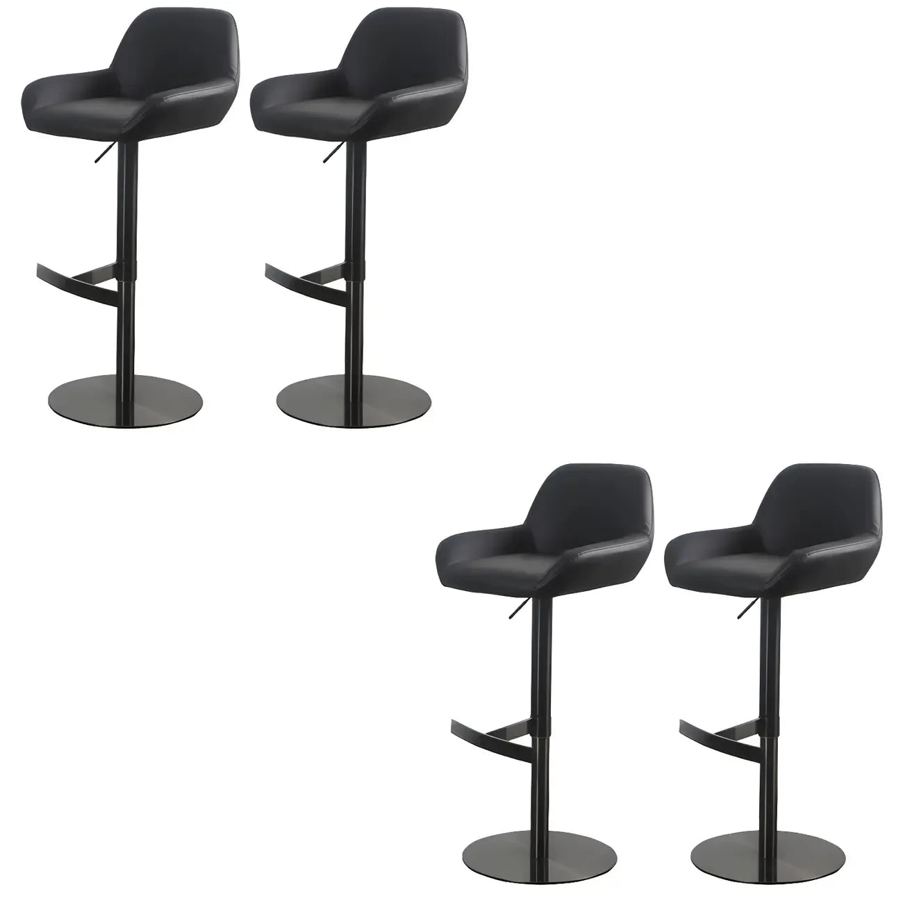Tabourets de bar pivotants et réglables en métal brillant