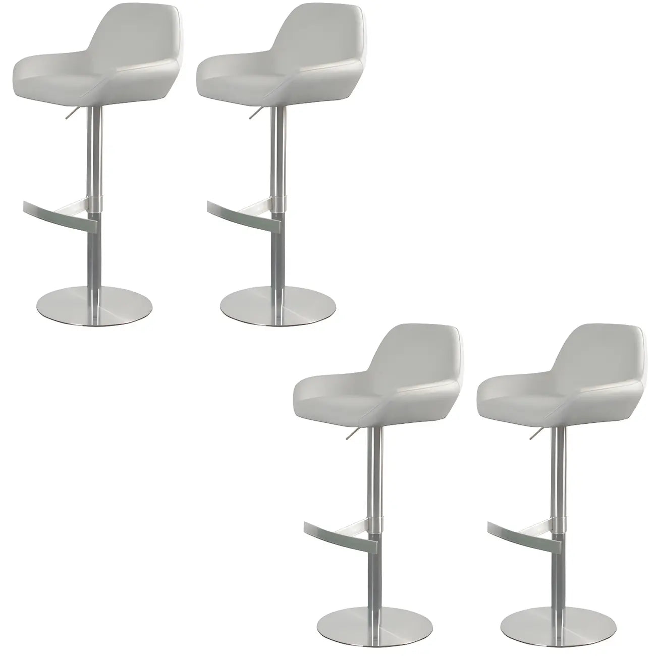 Tabourets de bar pivotants et réglables en métal brillant