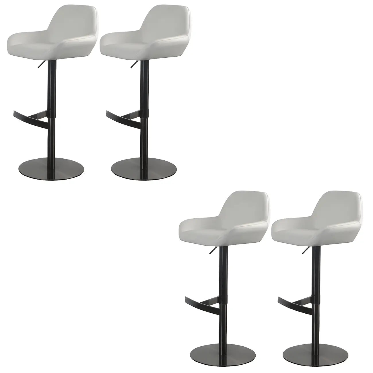 Tabourets de bar pivotants et réglables en métal brillant