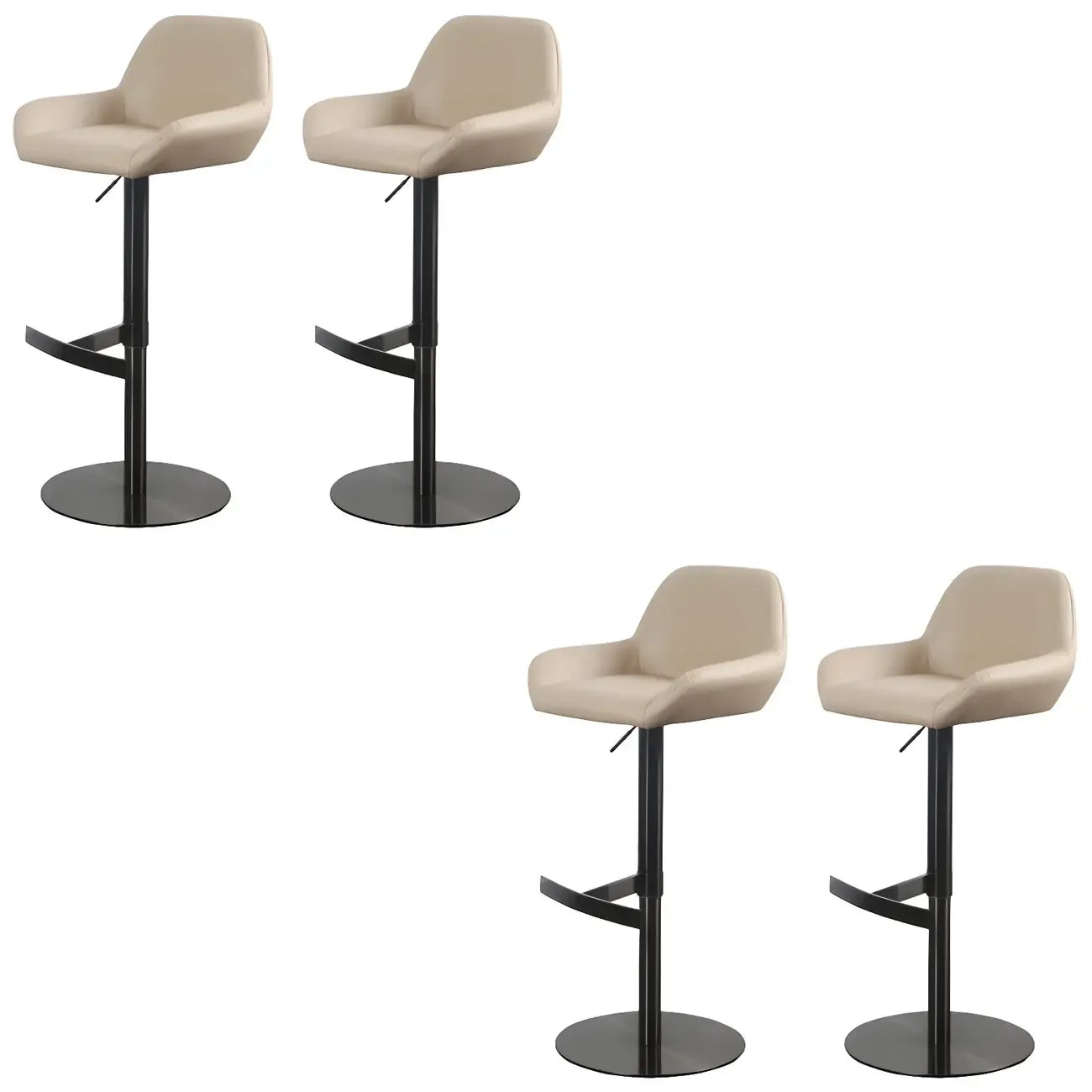 Tabourets de bar pivotants et réglables en métal brillant