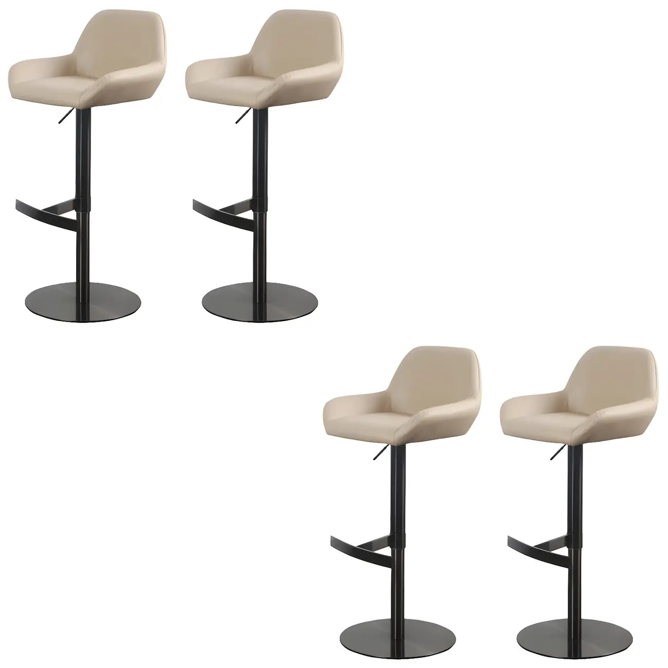 Tabourets de bar pivotants et réglables en métal brillant