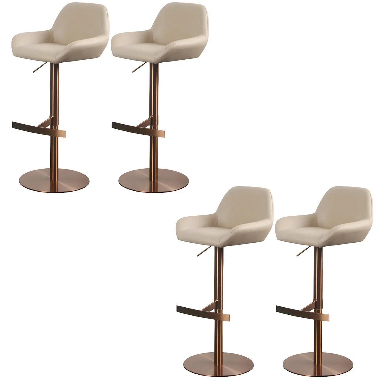 Tabourets de bar pivotants et réglables en métal brillant