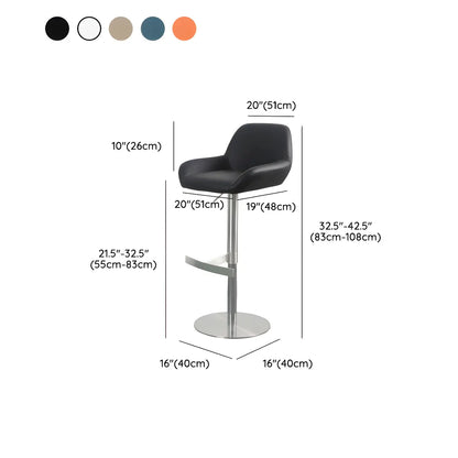 Tabourets de bar pivotants et réglables en métal brillant