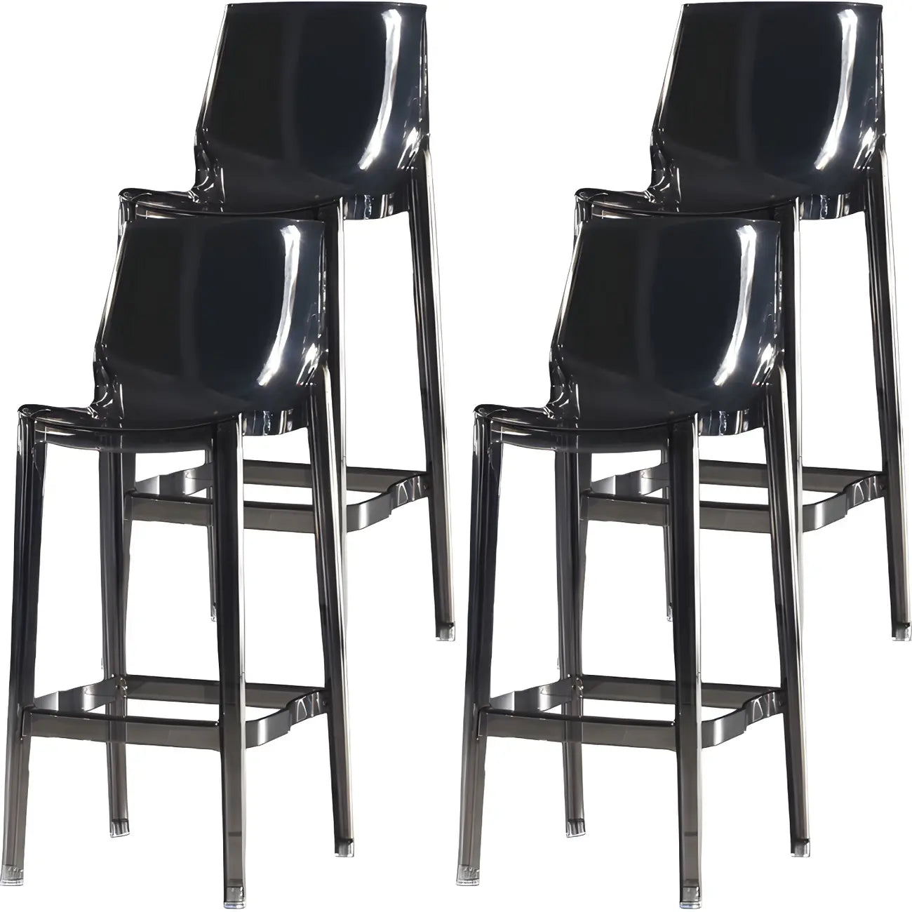 Tabouret de bar rectangulaire chic et résistant, en acrylique transparent moderne