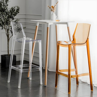 Tabouret de bar rectangulaire chic et résistant, en acrylique transparent moderne