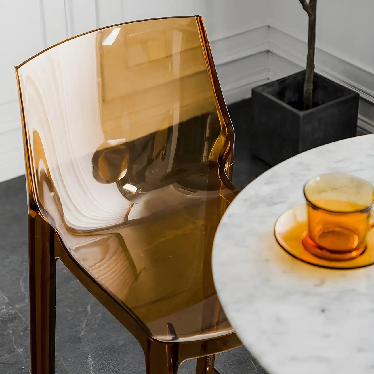 Tabouret de bar rectangulaire chic et résistant, en acrylique transparent moderne
