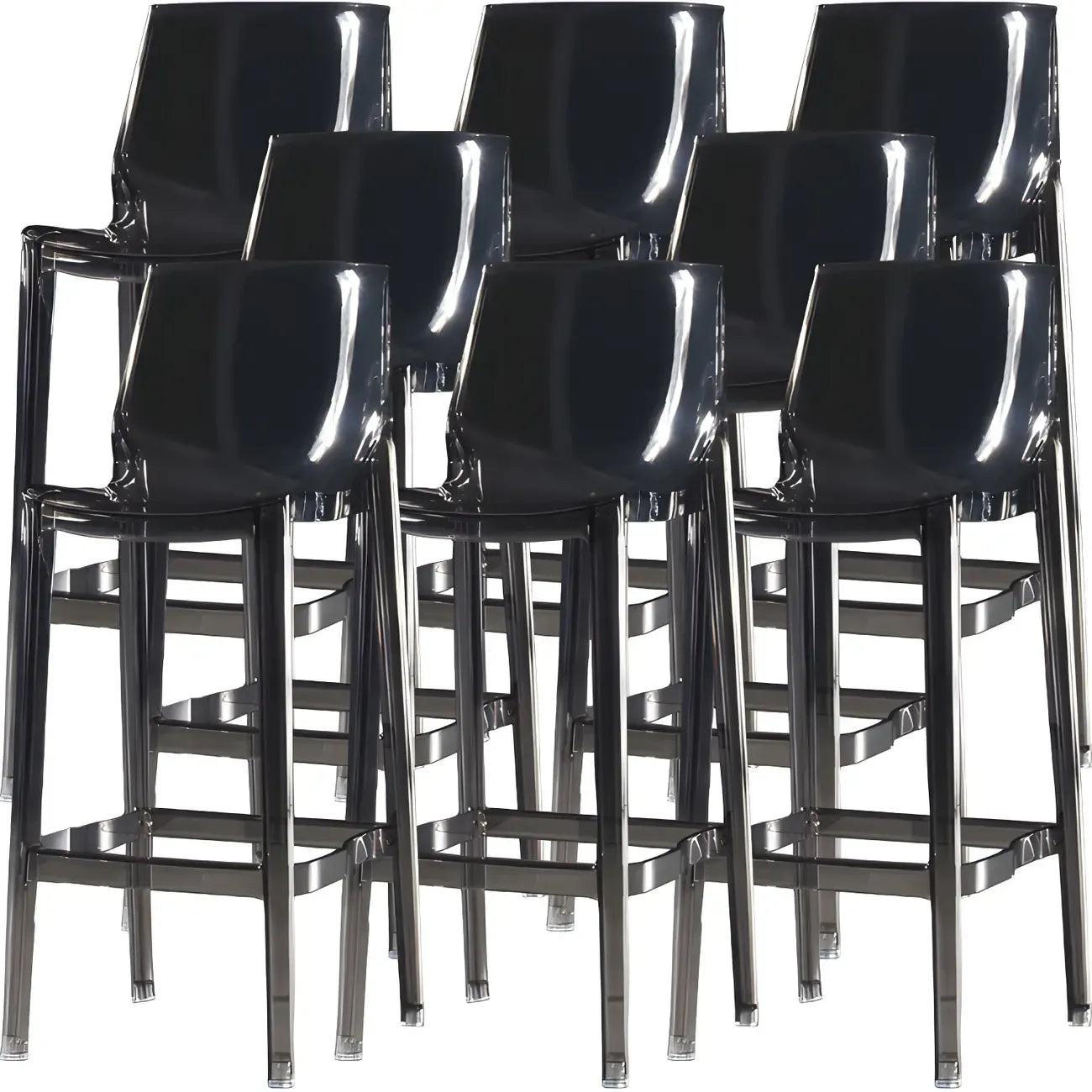Tabouret de bar rectangulaire chic et résistant, en acrylique transparent moderne