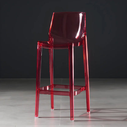 Tabouret de bar rectangulaire chic et résistant, en acrylique transparent moderne