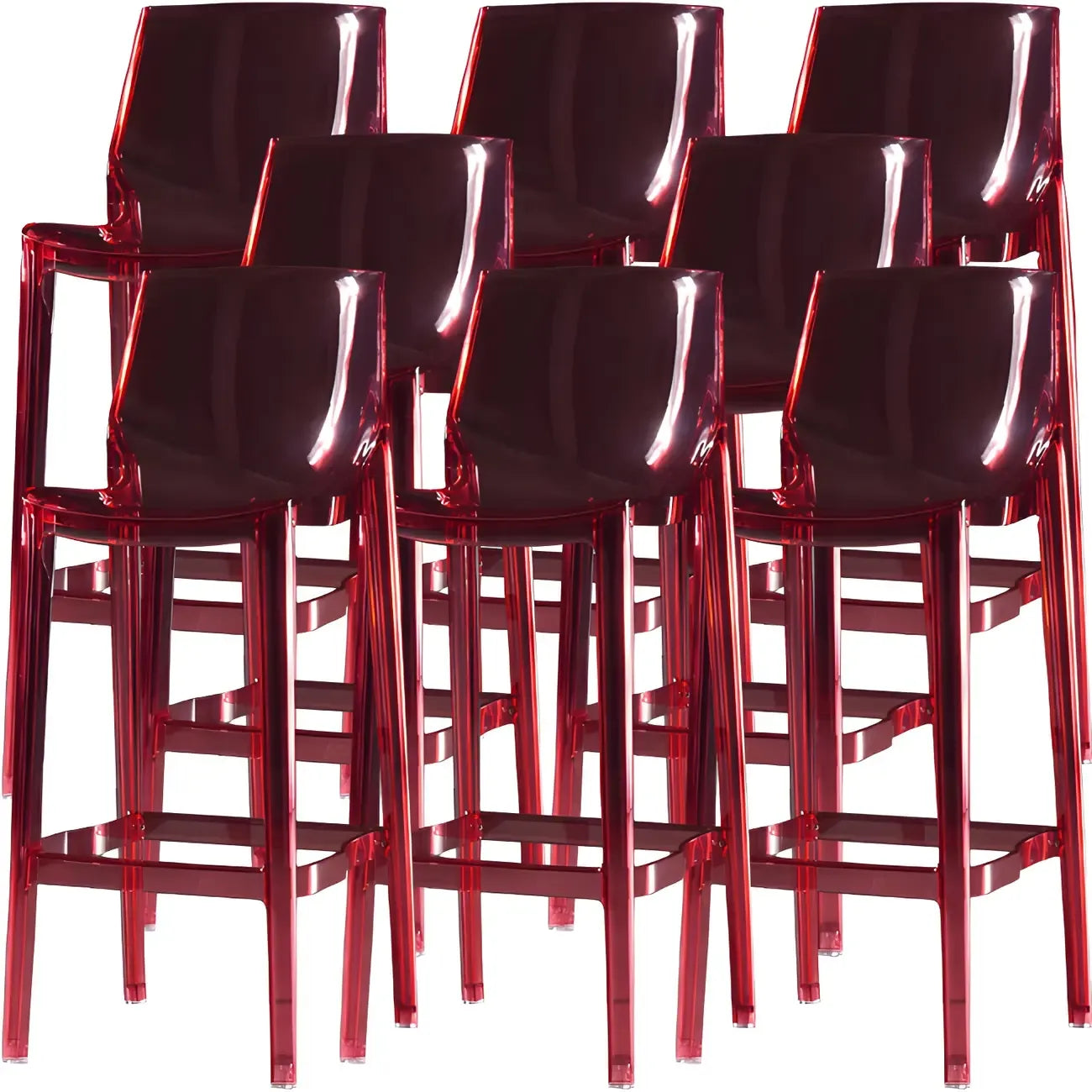 Tabouret de bar rectangulaire chic et résistant, en acrylique transparent moderne