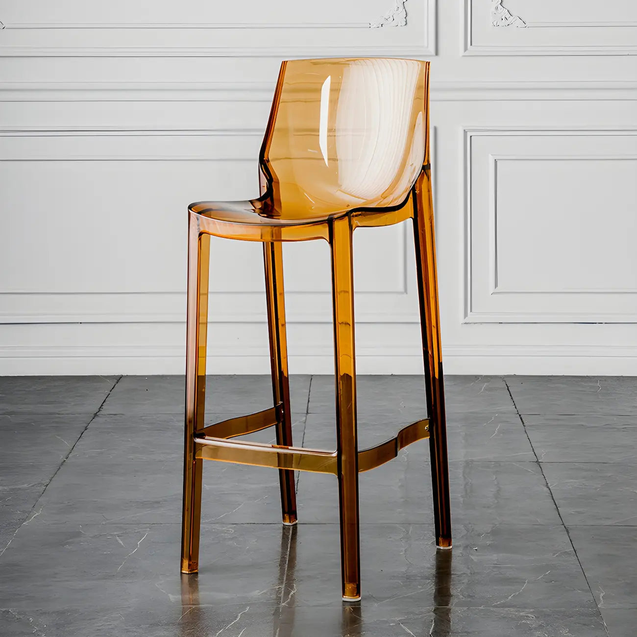 Tabouret de bar rectangulaire chic et résistant, en acrylique transparent moderne