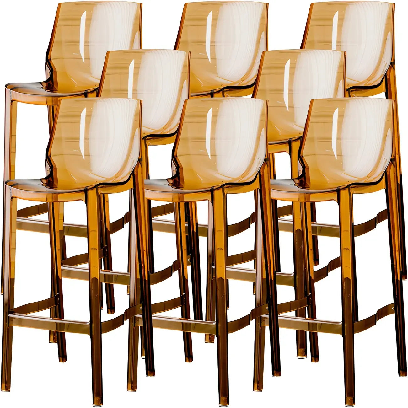Tabouret de bar rectangulaire chic et résistant, en acrylique transparent moderne