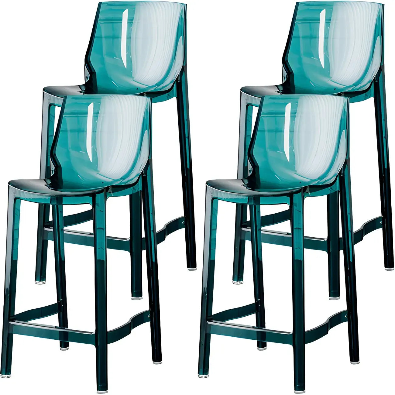 Tabouret de bar rectangulaire chic et résistant, en acrylique transparent moderne