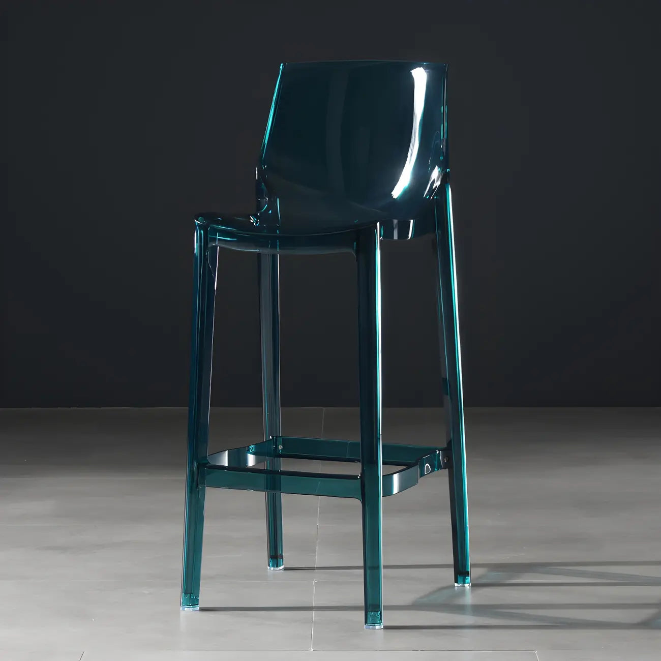 Tabouret de bar rectangulaire chic et résistant, en acrylique transparent moderne